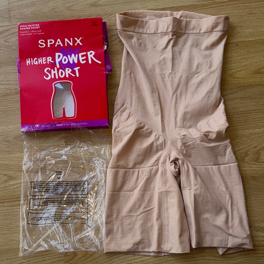 SPANX Higher Power Short in soft nude light beige new open package